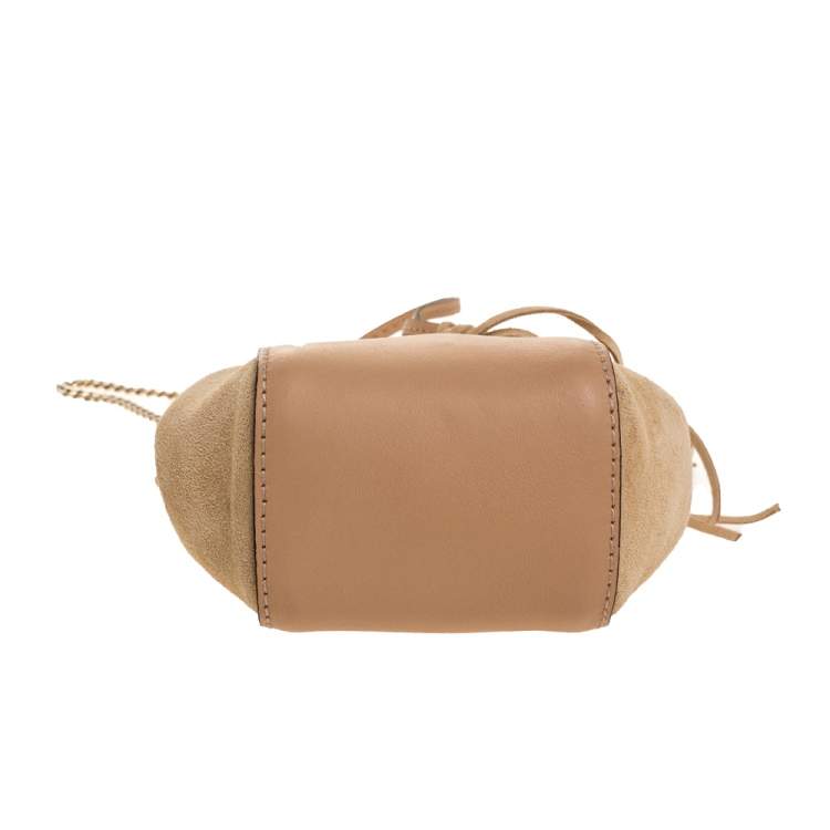Pre Owned Chloe Beige Leather and Suede  Mini Sac Fringe Shoulder Bag