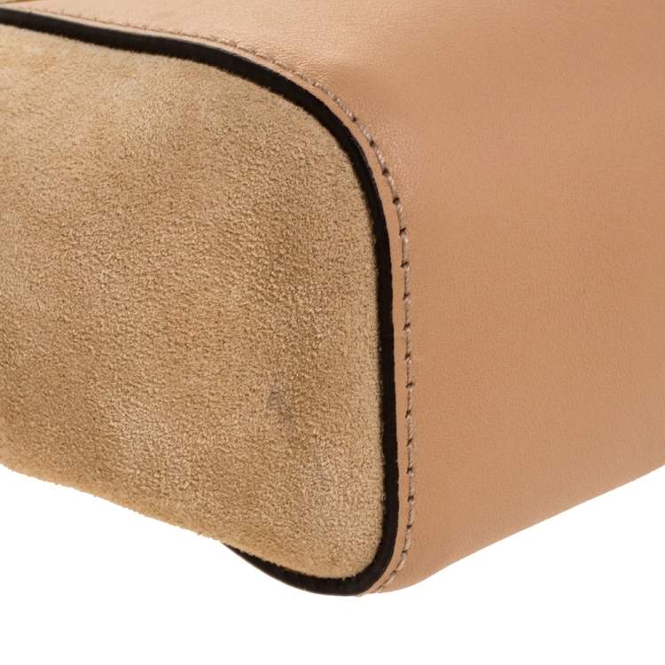 Pre Owned Chloe Beige Leather and Suede  Mini Sac Fringe Shoulder Bag