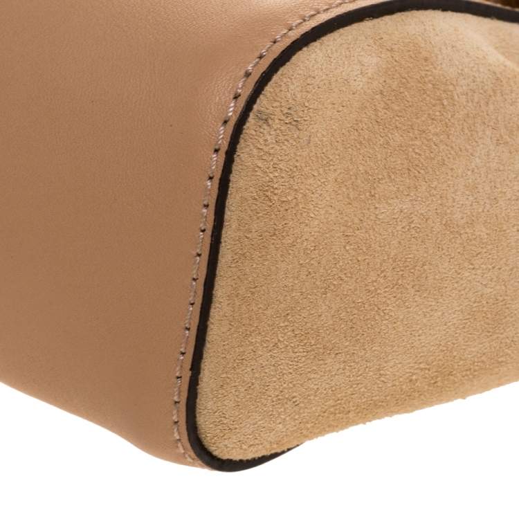 Pre Owned Chloe Beige Leather and Suede  Mini Sac Fringe Shoulder Bag