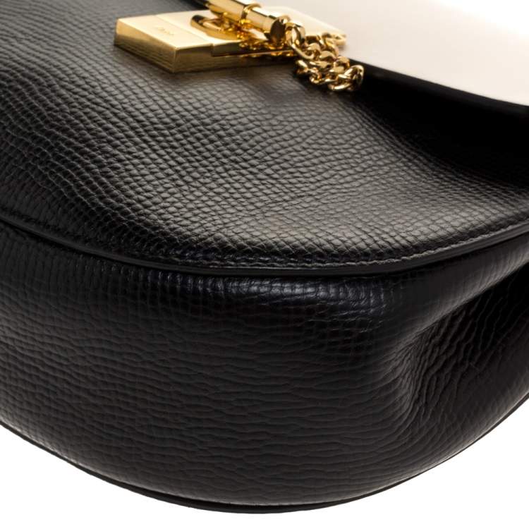 Pre Owned Chloe Black/Beige Leather Medium Drew Shoulder Bag