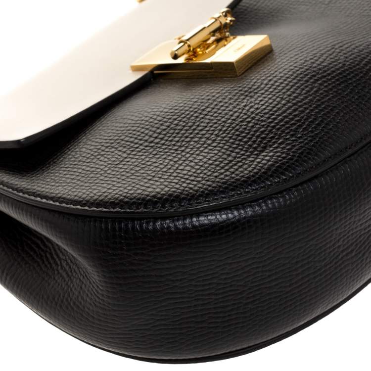 Pre Owned Chloe Black/Beige Leather Medium Drew Shoulder Bag