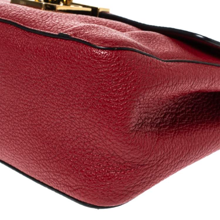 Pre Owned Chloe Red Leather Medium Elsie Shoulder Bag