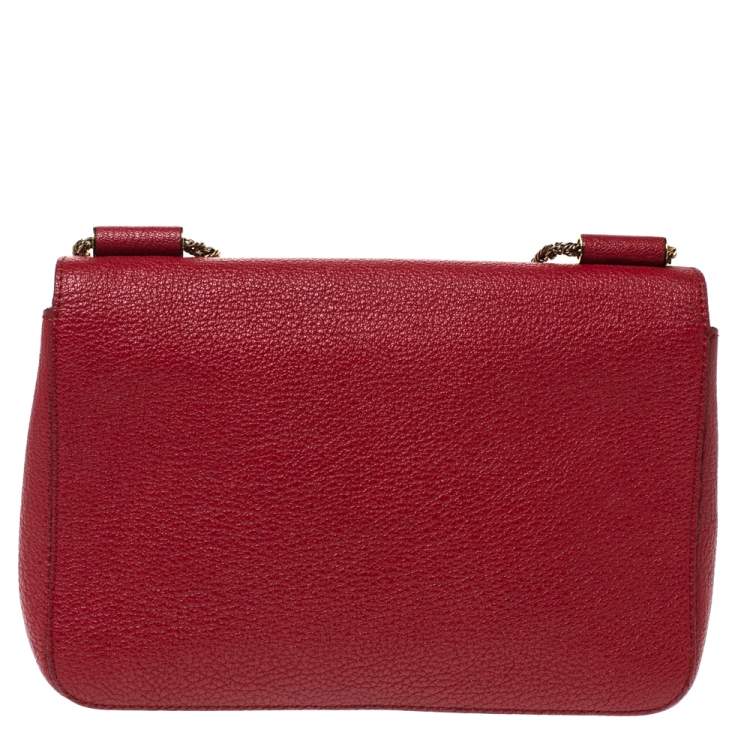 Pre Owned Chloe Red Leather Medium Elsie Shoulder Bag