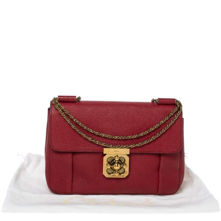 Pre Owned Chloe Red Leather Medium Elsie Shoulder Bag