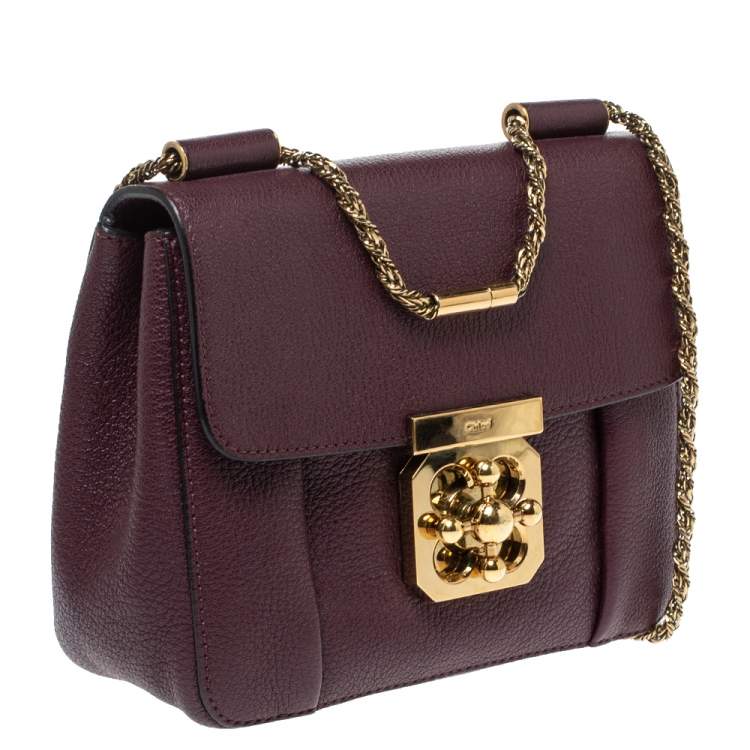 Pre Owned Chloe Burgundy Leather Small Elsie Shoulder Bag