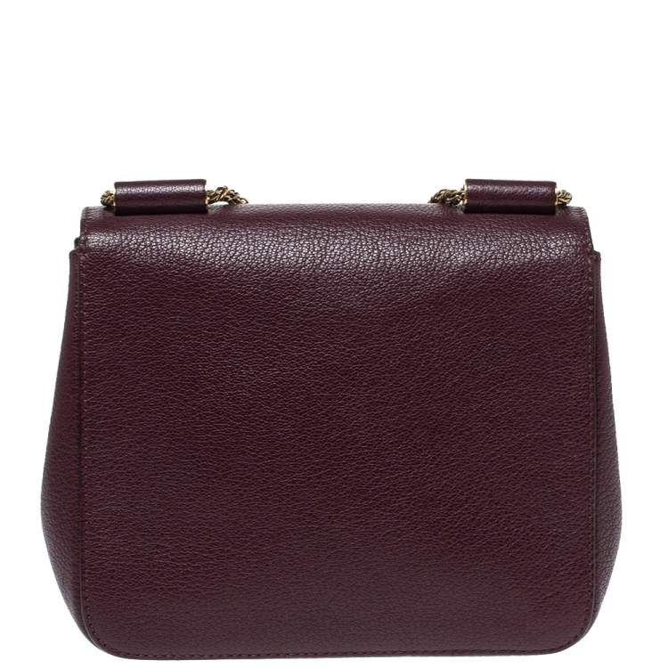 Pre Owned Chloe Burgundy Leather Small Elsie Shoulder Bag