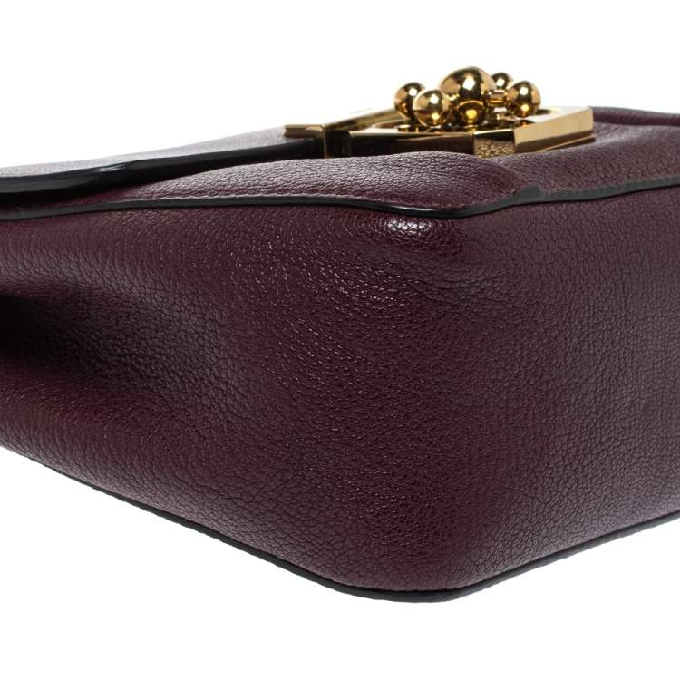 Pre Owned Chloe Burgundy Leather Small Elsie Shoulder Bag