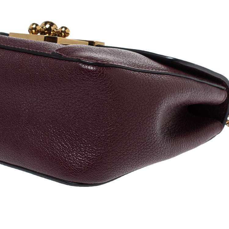 Pre Owned Chloe Burgundy Leather Small Elsie Shoulder Bag
