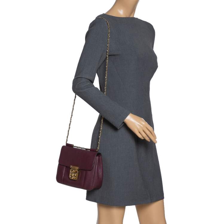 Pre Owned Chloe Burgundy Leather Small Elsie Shoulder Bag