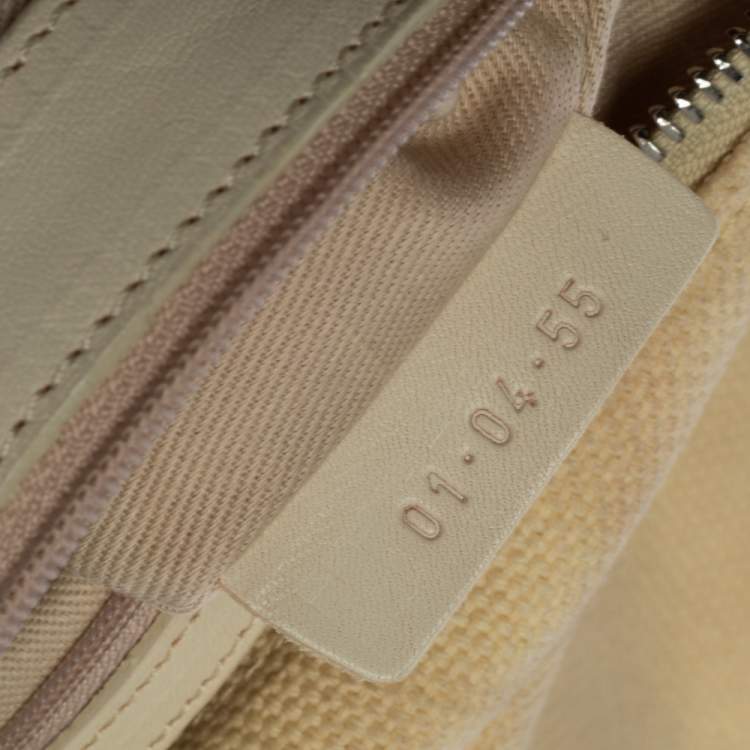 Pre Owned Chloe Light Beige Canvas and Leather Crystal Embellished Crescent Hobo