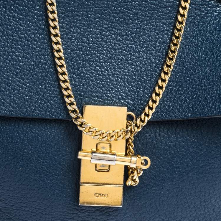 Pre Owned Chloe Blue Leather Medium Drew Shoulder Bag