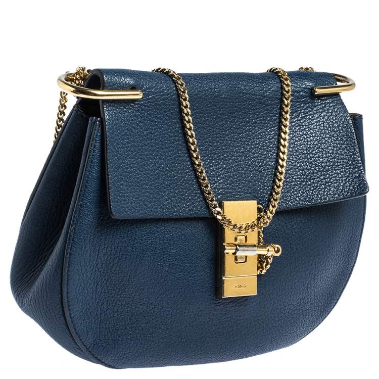 Pre Owned Chloe Blue Leather Medium Drew Shoulder Bag
