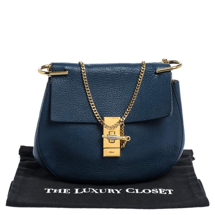 Pre Owned Chloe Blue Leather Medium Drew Shoulder Bag