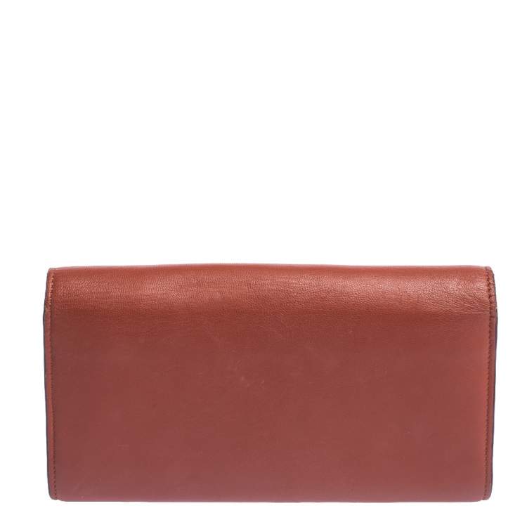 Pre Owned Chloe Cinnamon Brown Leather Georgia Long Wallet
