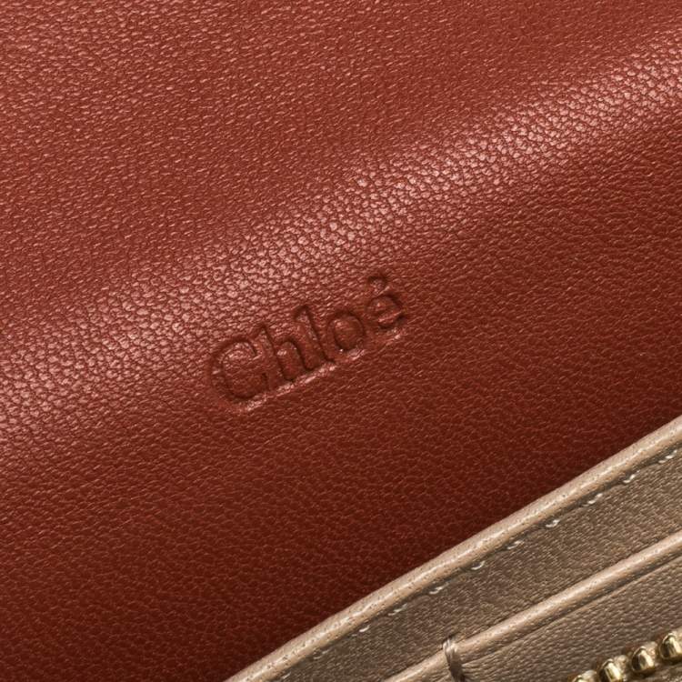 Pre Owned Chloe Cinnamon Brown Leather Georgia Long Wallet