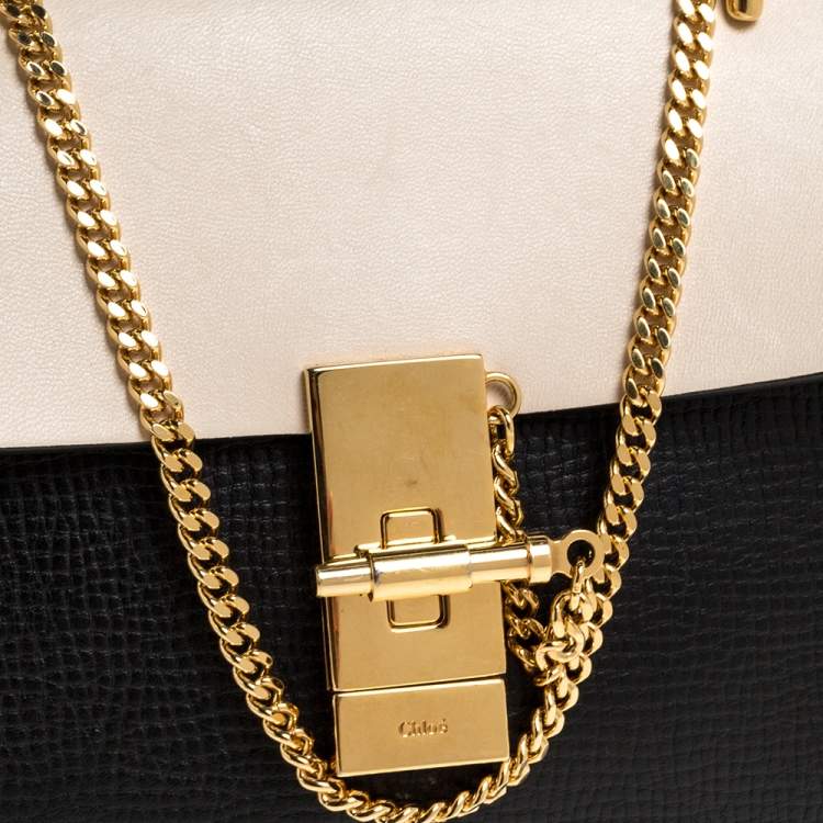 Pre Owned Chloe Black/Beige Leather Small Drew Shoulder Bag
