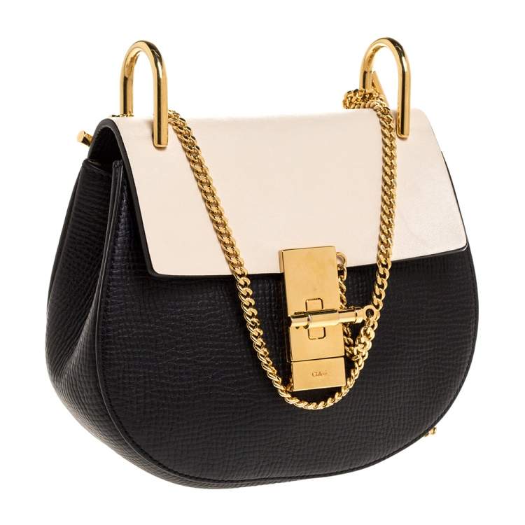 Pre Owned Chloe Black/Beige Leather Small Drew Shoulder Bag