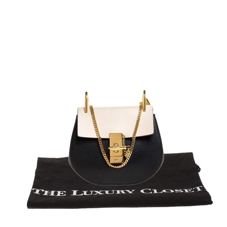 Pre Owned Chloe Black/Beige Leather Small Drew Shoulder Bag