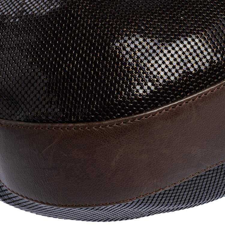 Pre Owned Chloe Dark Brown Metal Mesh and Leather Hobo
