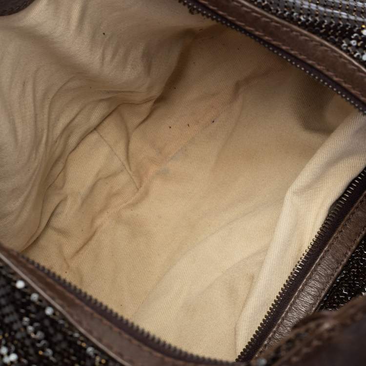 Pre Owned Chloe Dark Brown Metal Mesh and Leather Hobo