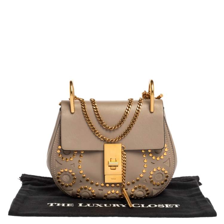 Pre Owned Chloe Beige Leather Mini Drew Shoulder Bag