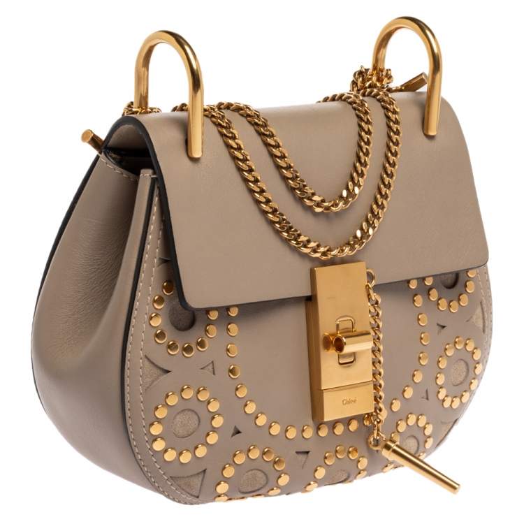 Pre Owned Chloe Beige Leather Mini Drew Shoulder Bag