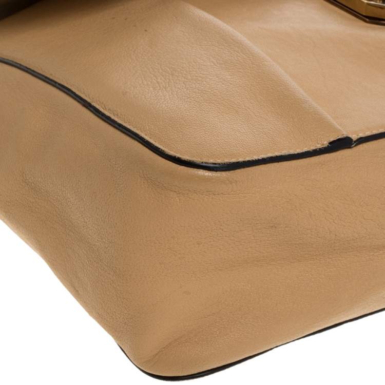 Pre Owned Chloe Beige Leather Large Elsie Shoulder Bag