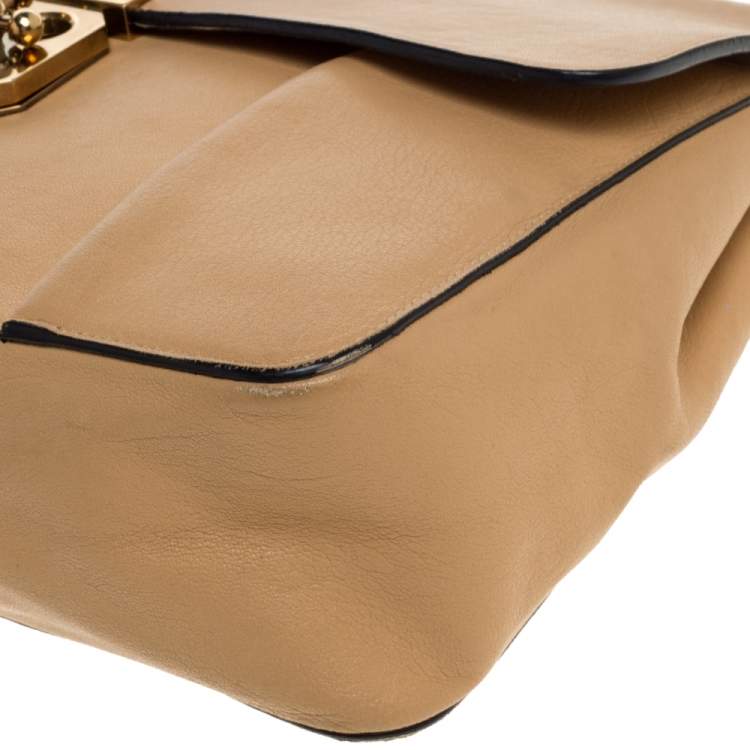 Pre Owned Chloe Beige Leather Large Elsie Shoulder Bag