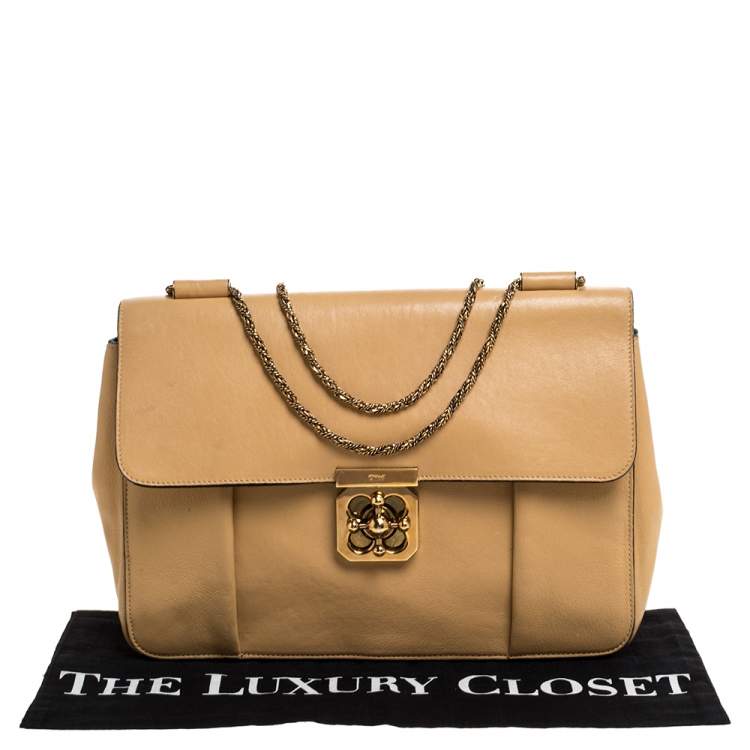 Pre Owned Chloe Beige Leather Large Elsie Shoulder Bag
