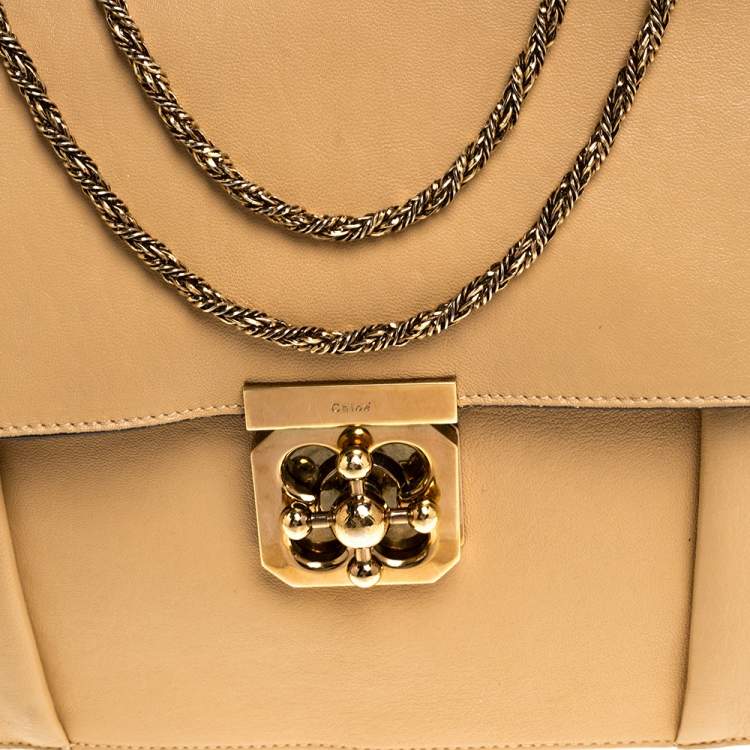 Pre Owned Chloe Beige Leather Large Elsie Shoulder Bag