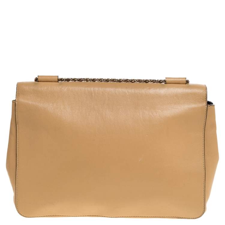 Pre Owned Chloe Beige Leather Large Elsie Shoulder Bag