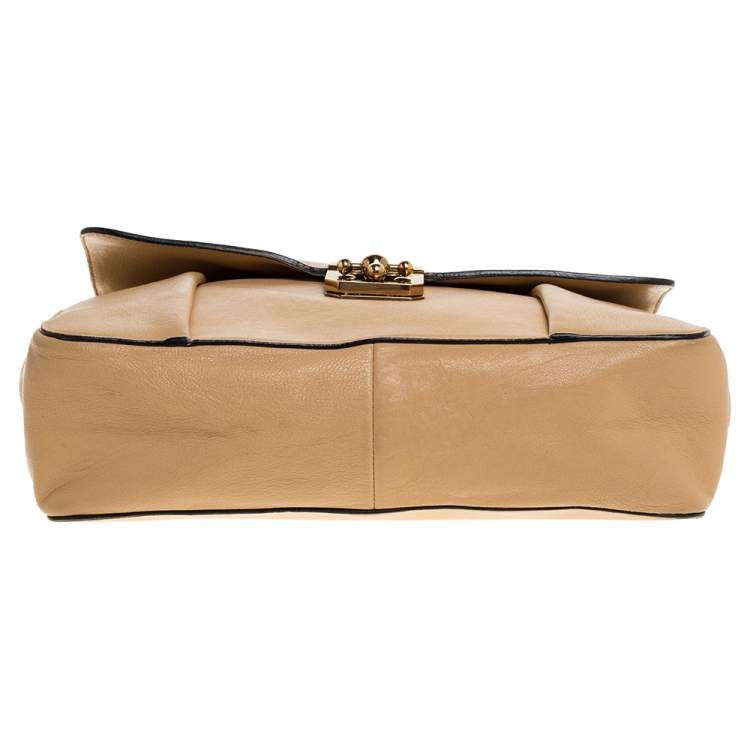 Pre Owned Chloe Beige Leather Large Elsie Shoulder Bag