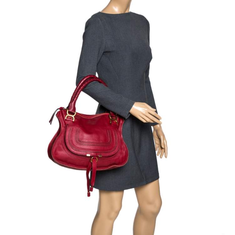 Pre Owned Chloe Red Leather Medium Marcie Shoulder Bag