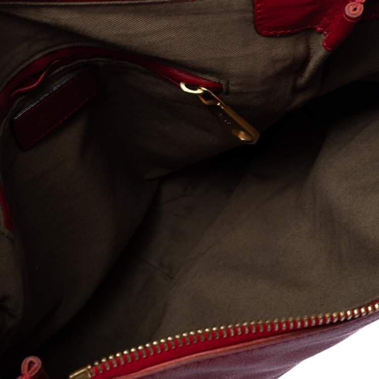 Pre Owned Chloe Red Leather Medium Marcie Shoulder Bag