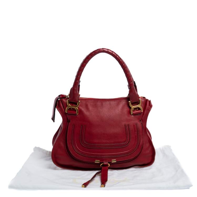 Pre Owned Chloe Red Leather Medium Marcie Shoulder Bag