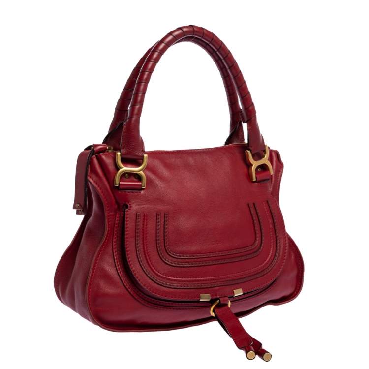 Pre Owned Chloe Red Leather Medium Marcie Shoulder Bag