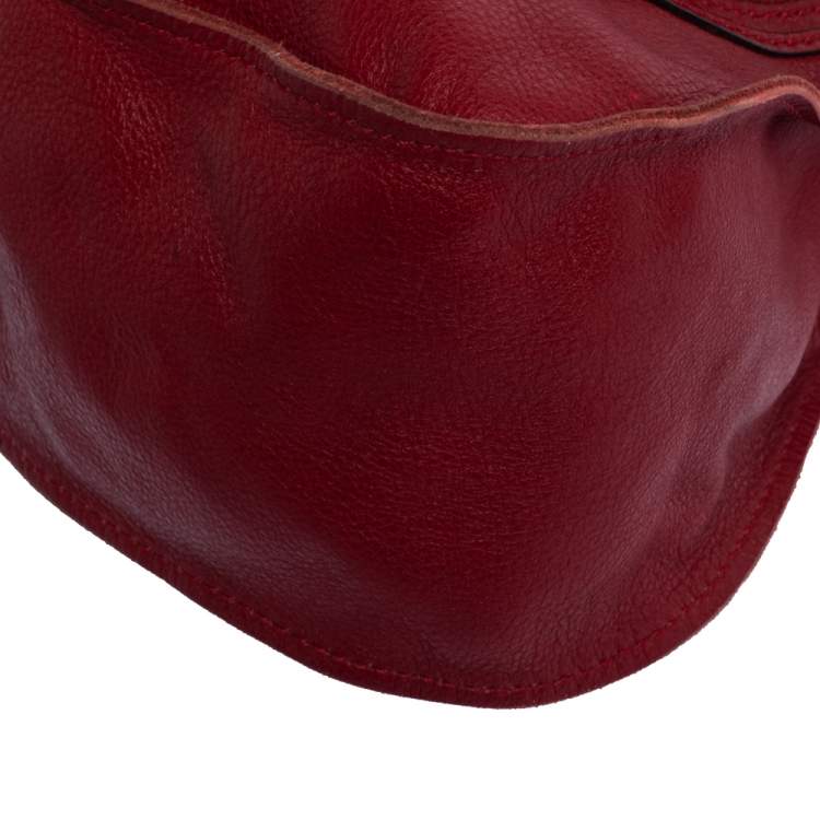 Pre Owned Chloe Red Leather Medium Marcie Shoulder Bag
