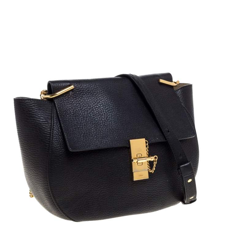 Pre Owned Chloe Black Leather Large Drew Shoulder Bag