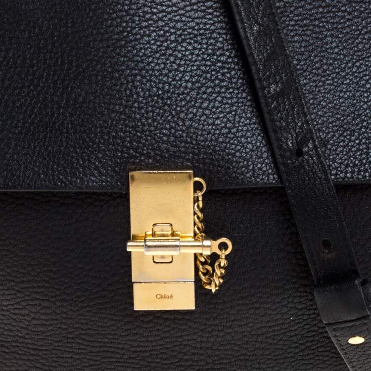 Pre Owned Chloe Black Leather Large Drew Shoulder Bag