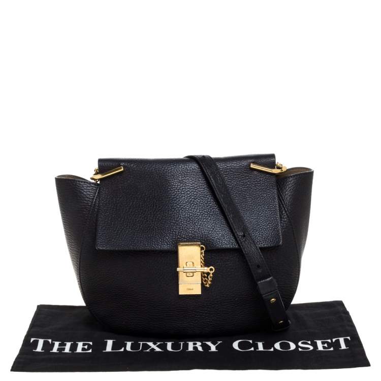 Pre Owned Chloe Black Leather Large Drew Shoulder Bag