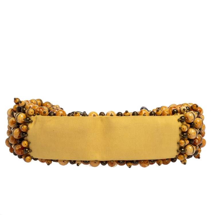 Pre Owned Chloe Yellow Beaded Fabric Crescent Hobo