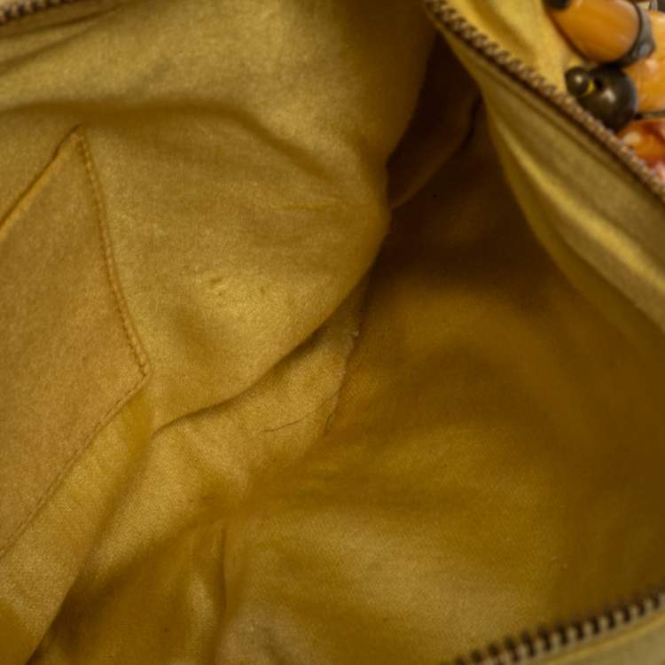 Pre Owned Chloe Yellow Beaded Fabric Crescent Hobo