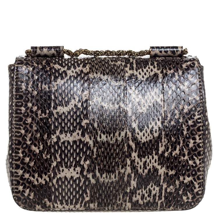 Pre Owned Chloe Black/Beige Python Small Elsie Shoulder Bag