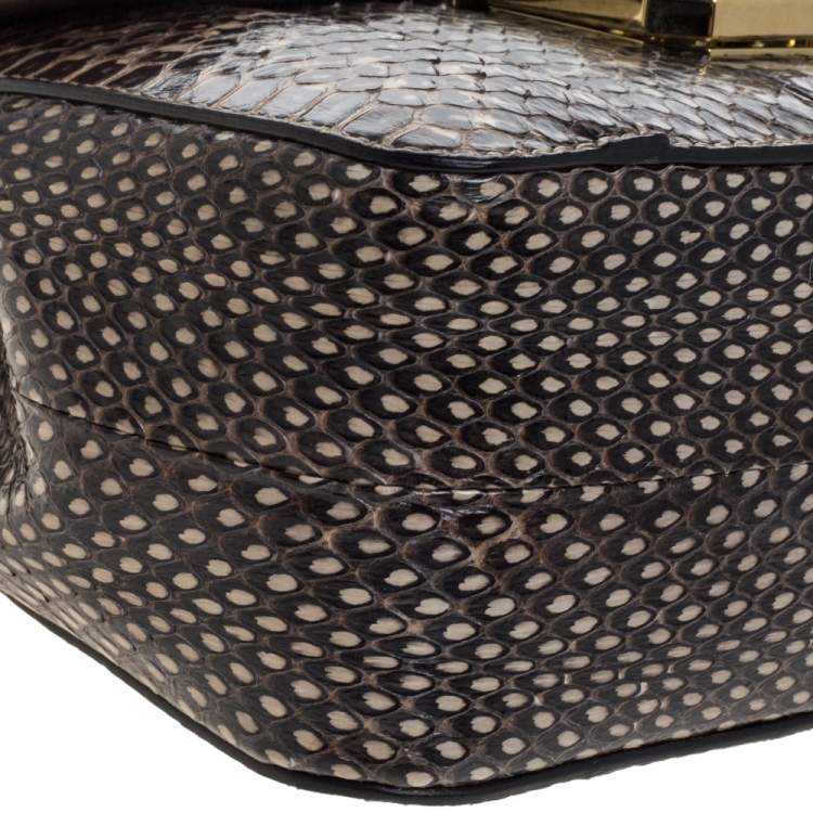 Pre Owned Chloe Black/Beige Python Small Elsie Shoulder Bag