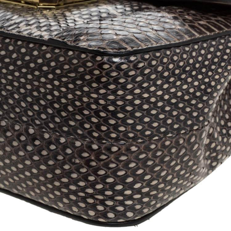 Pre Owned Chloe Black/Beige Python Small Elsie Shoulder Bag