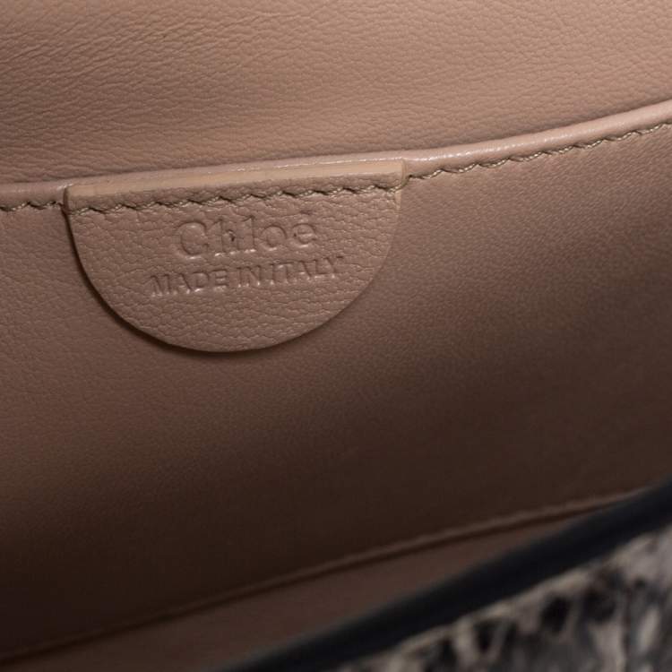 Pre Owned Chloe Black/Beige Python Small Elsie Shoulder Bag
