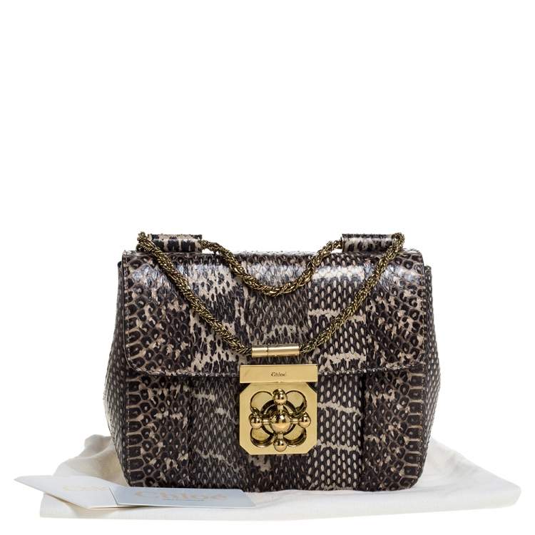 Pre Owned Chloe Black/Beige Python Small Elsie Shoulder Bag