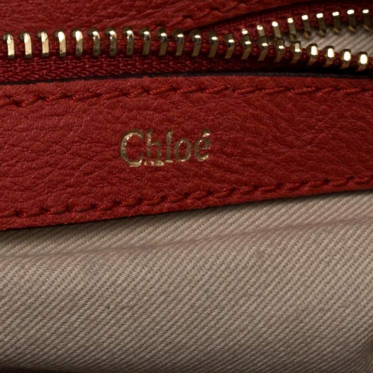 Pre Owned Chloe Dark Orange Leather Georgia Dome Satchel