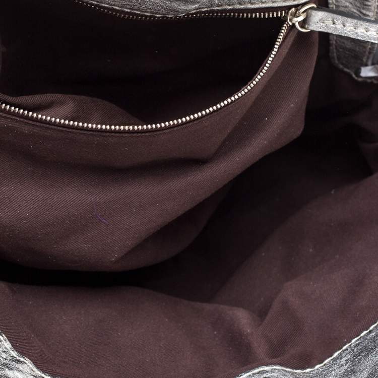 Pre Owned Chloe Metallic Silver Leather Medium Paddington Satchel