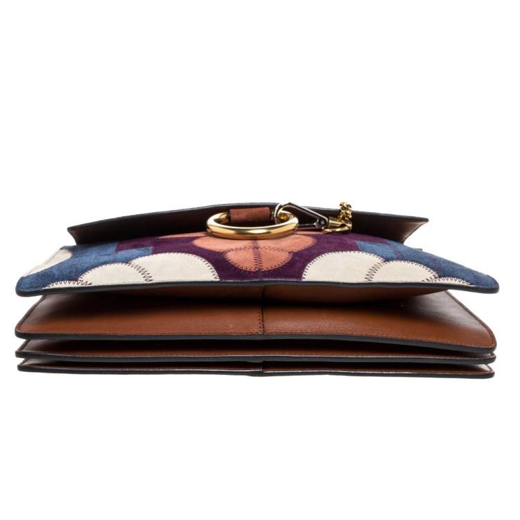 Pre Owned Chloe Multicolor Patchwork Suede and Leather Medium Faye Shoulder Bag